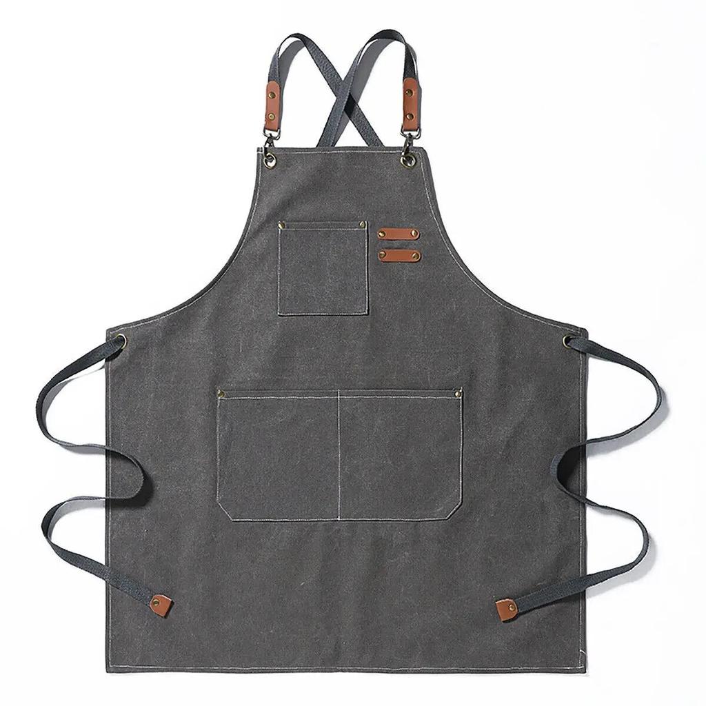 Grembiule Spesso in Tela da Cucina Per Donna Uomo Impermeabile Resistente alle Macchie Con Tasche Grembiule da Cucina Grembiule da Lavoro per Falegnameria Pittura