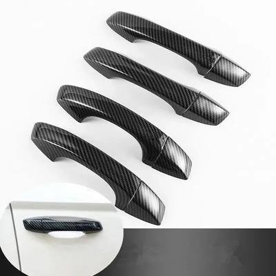 For Seat Ibiza 2018 Carbon Fiber Chrome Car Side Door Handle Cover Trim Sticker Styling Auto Accessories