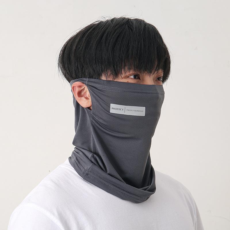 Sommer-Sonnenschutzmaske aus Eisgewebe, atmungsaktiv, Lochhals, Gesichtsschal, Schutz, integrierte Ohren, hängender Hals, schnelltrocknend, Radfahren, Unisex