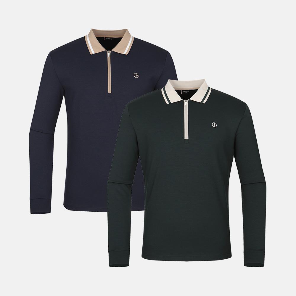 DENNIS GOLF Men'S Neoclassic Zip-Up Long Sleeve Polo Shirt_Naqfmts006