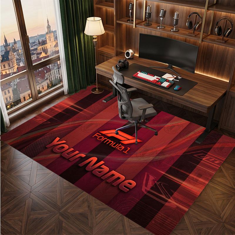 F1 Personalized Crystal Velvet Carpet, Customized Name Text Soft Anti‑Slip Rug for Living Room Bedroom
