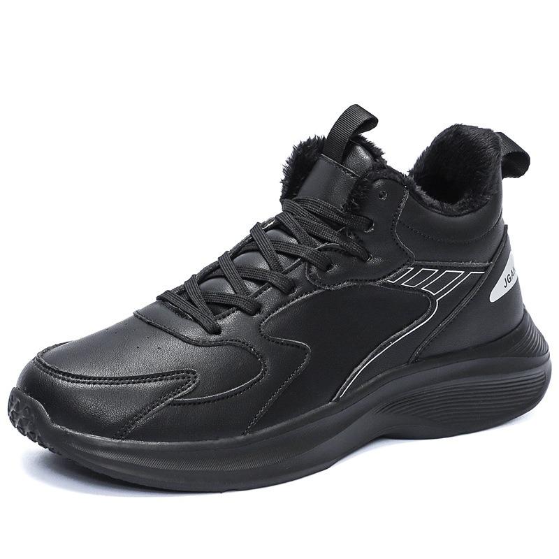 Winter Large Size Velvet Thickened Leather Casual Sports Shoes Lightweight Warm and Cold-proof Shoes Running Shoes