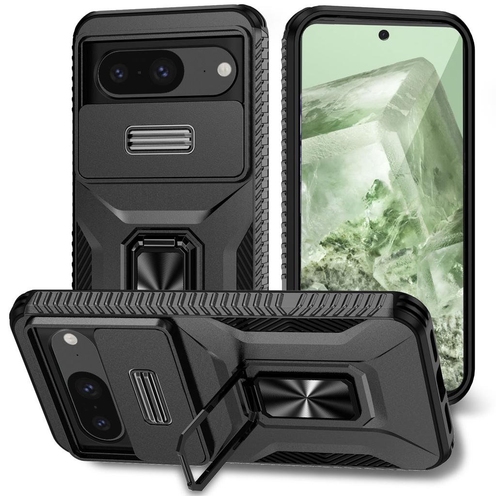 For Google Pixel 8 Case Camshield Kickstand TPU+PC Anti-Slip Phone Cover
