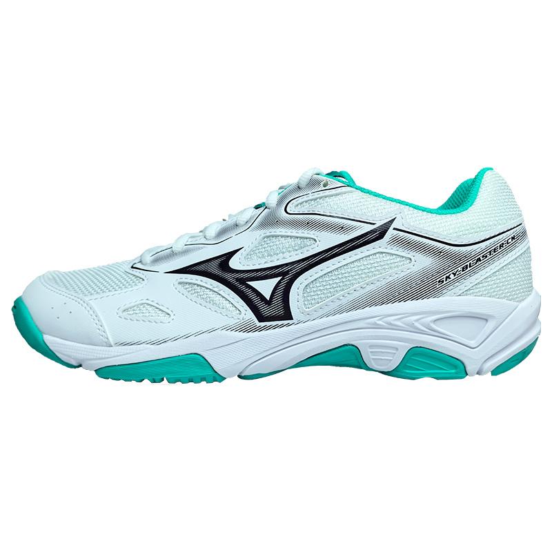 Mizuno Sky Blaster CN Unisex White Black Gold Badminton Shoes 71GA234602 38