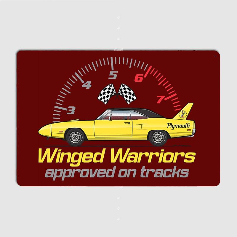 Yellow Plymouth Superbird Race Car Retro Classic Sports Car Metal Poster Sign Garage Club Custom Wall Tin Room Decor Home Decor