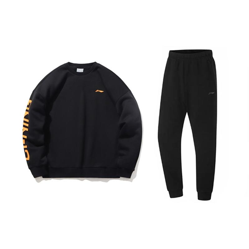 

Li Ning Толстовка унисекс с принтом логотипа и надписи в стиле колор-блок, модная, свободного кроя, хлопковая, с круглым вырезом и длинными рукавами, черная YWDV35-2-AKL73-4 S