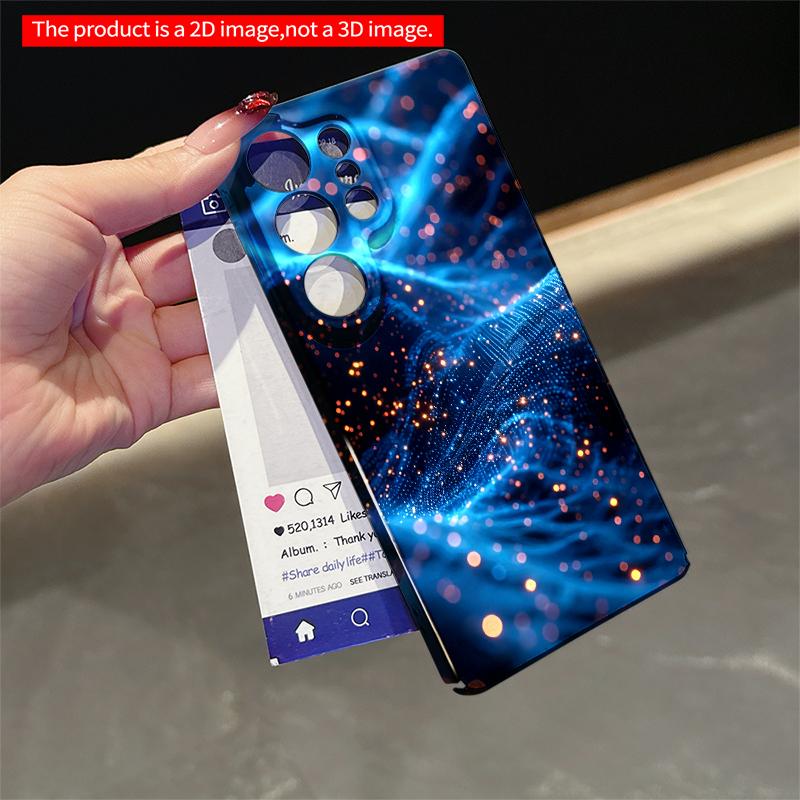 2DFlat Samsung Phone Case Blue Wave Glow with Golden Particles Applicable To Galaxy S22 S23 S24 S25ULTRA S26 A12 A13 A14 A15 A16