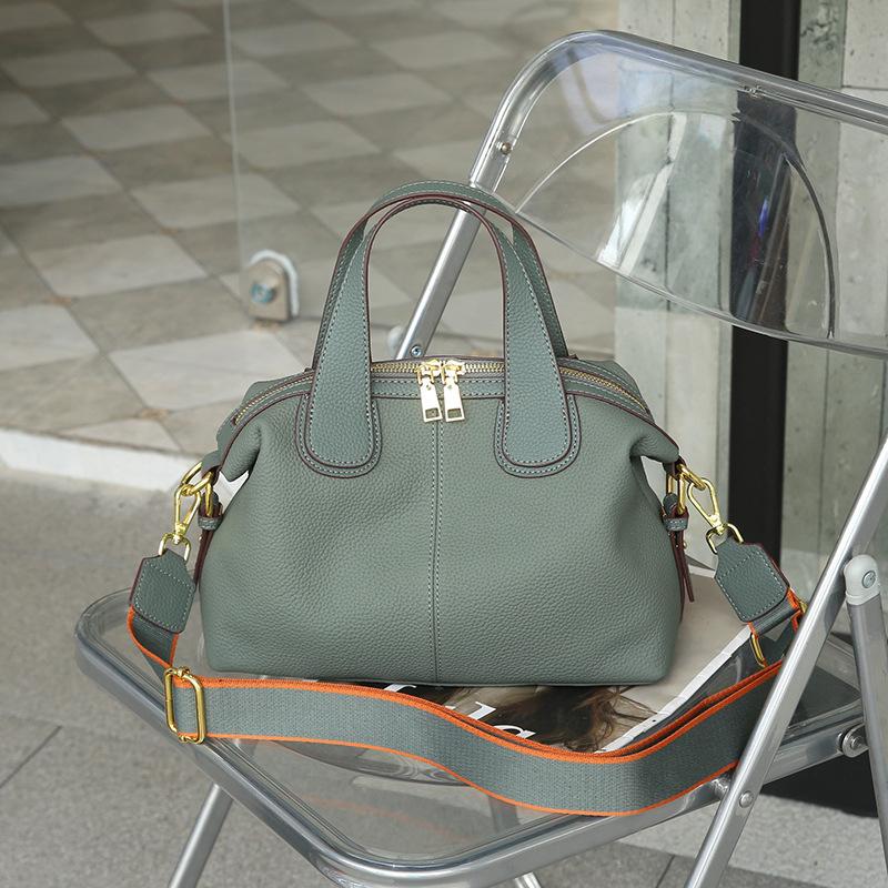 

New Messenger Bag Fashionable Large Capacity High Sense Foreign Style First Layer Cowhide Portable Shoulder Leather Women s Bag зелений