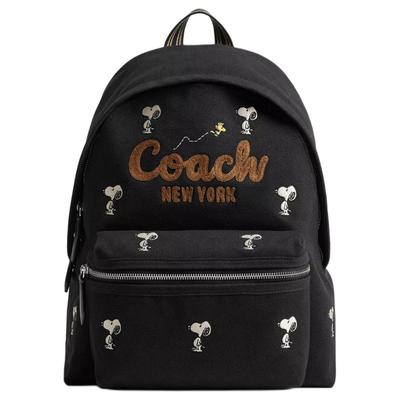 X Peanuts Snoopy Kollaboration Cargo 33 Marke Logo Muster Druck Leinwand Und Satin Großer Rucksack Damenrucksack Schwarz Gemischte Farben CBF69-LHBLC