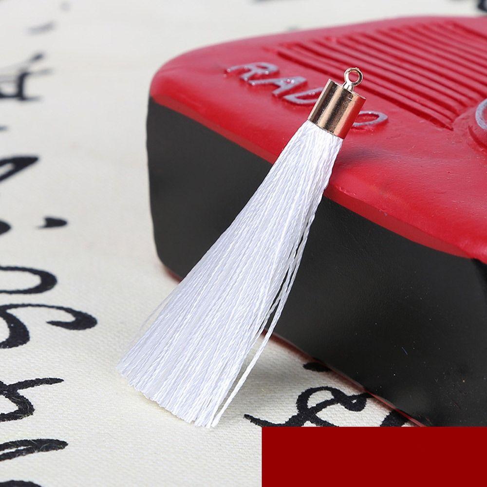 

10pcs/lot Small Tassel Pendant Tassel Metal Cap Ice Silk Tassel DIY Chinese Knot Pendant білий