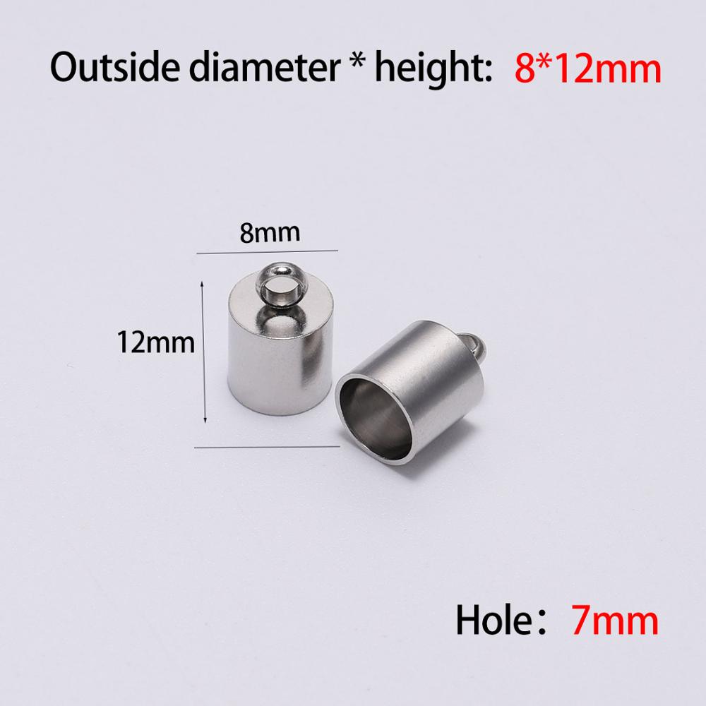 10pcs/lot Stainless Steel End Tip Cap Fit 2-10mm Tassel Leather Cord End Crimp Caps For DIY Jewelry Making Bracelet Accessories
