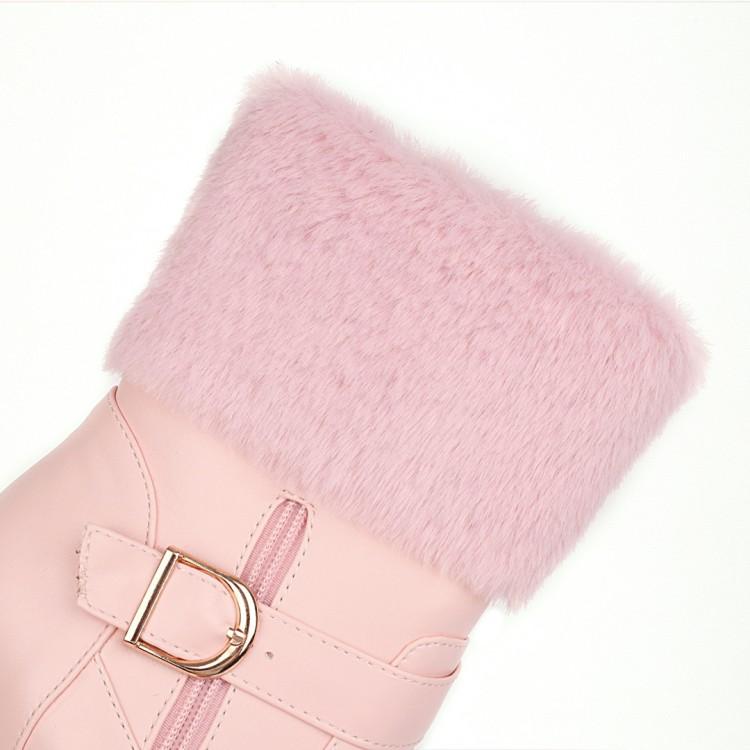 Dámské kotníkové boty na vysokém podpatku podzim a zima nové voděodolné stolkové silný podpatek velká velikost nadýchané kotníkové boty