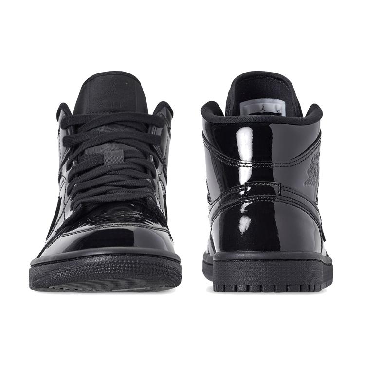 New JORDAN 1 Mid Se Triple Black Patent Women's BQ6472-002