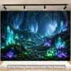 Vibrant Mystical Crystal Cave Tapestry Wall Hanging Glowing Gemstone Cavern Background Blue Fantasy Decor Art Print for Home Par