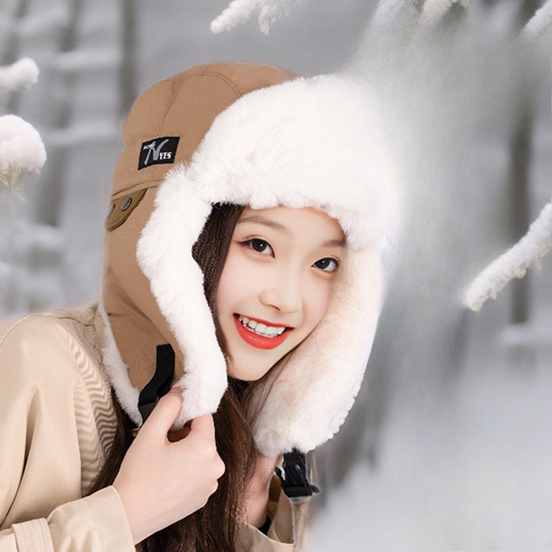 Lei Feng Hat Korean Version Men and Women Autumn and Winter Outdoor Warm and Cold Cotton Hat Scarf Integrated Three In One Winter Windproof Hat