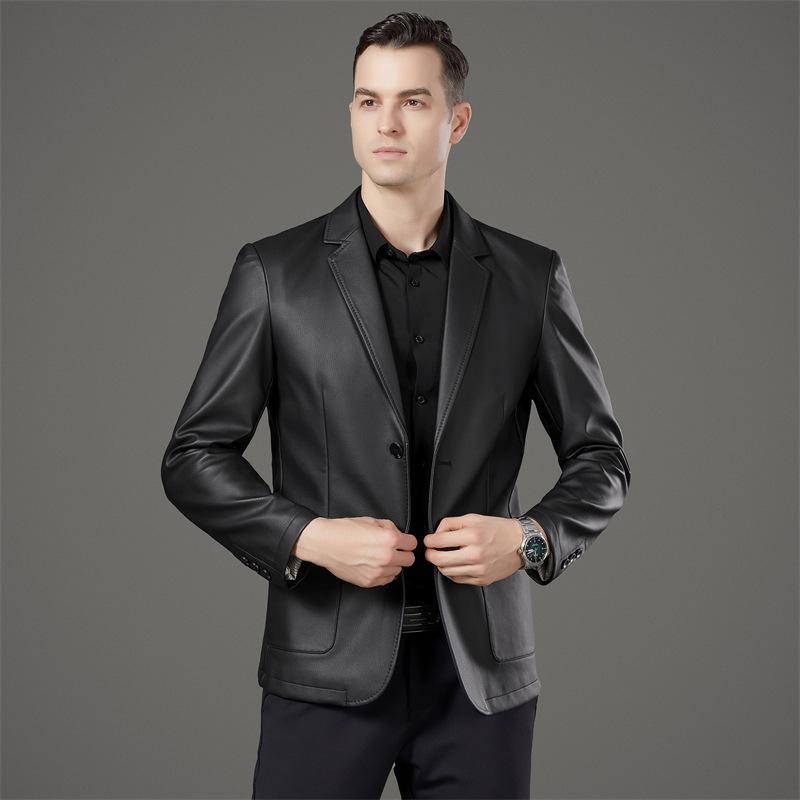 Men's genuine leather jacket autumn and winter new high-end business casual temperament fashionable windproof leather jacket