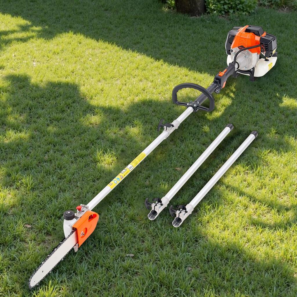 Gas Pole Saw, 43CC 2 Stroke Gas Powered Pole Saws with 30.48 Cm Cutting Bar, Cordless Tree Trimmer with Rotatable Head, 2.16 To 3.66 M Extendable,