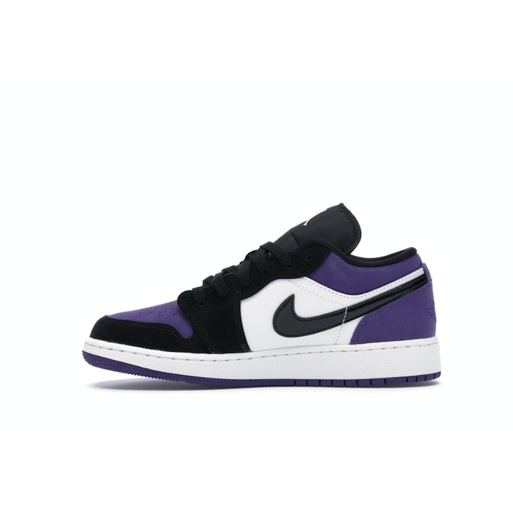 Air Jordan 1 Low GS Court Purple Kids Sneakers White Black 553560-125