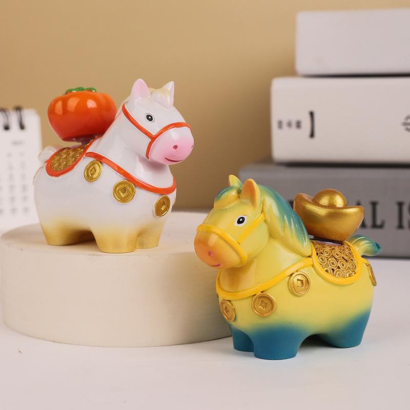 Zodiac Horse Ornaments Handcrafted Year Of The Horse Resin Cartoon Horse Statue Diy Craft