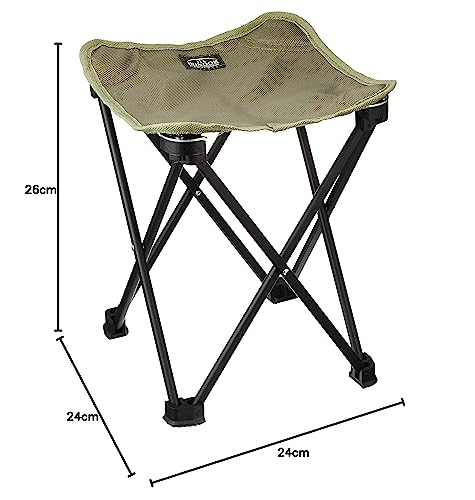 BUNDOK Mini Aluminum Stool, Medium Size, Khaki (BD-116KA), with Storage Case, Compact Chair