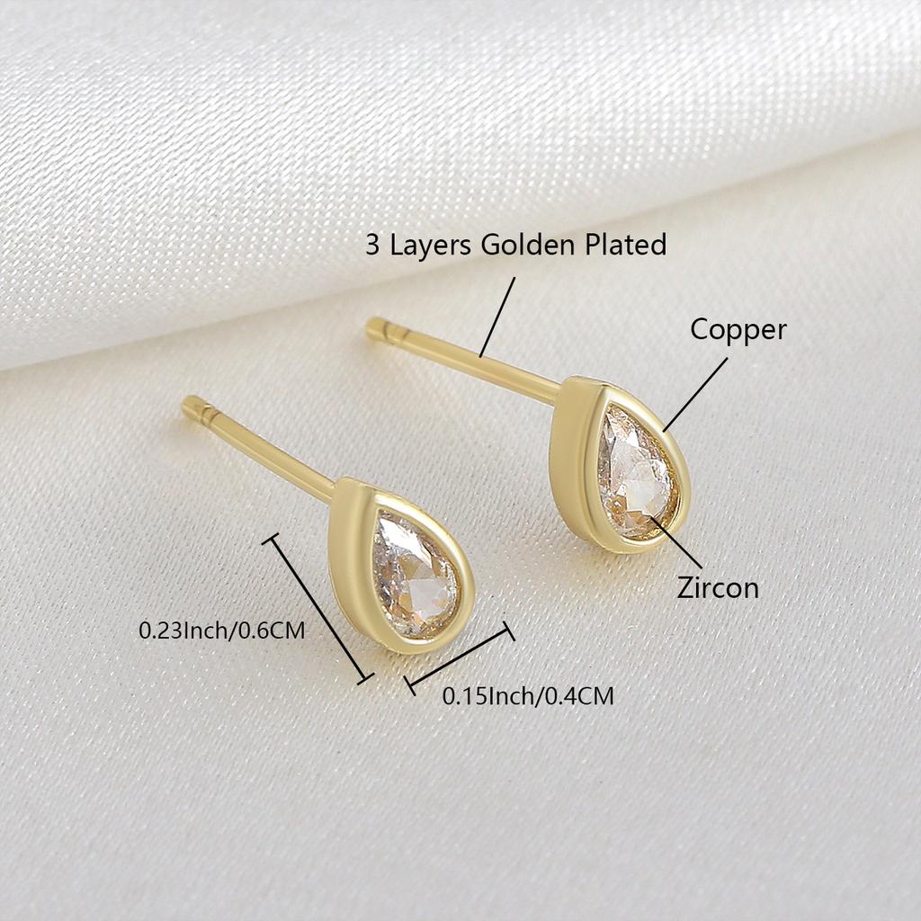 Waterdrop Stud Earrings for Women, Office Wear Ear Bar Studs, Simple and Small, Elegant and Sophisticated Ear Jewelry Accessory