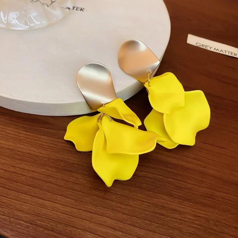 New Trendy Charm Yellow Acrylic Ball Stud Earrings for Women Classic Temperament Geometry Korean Earrings Jewelry Accessories