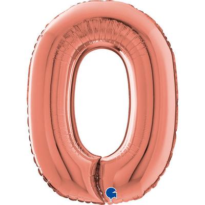 Foil Balloon Number 0 Rose Gold - 66 Grabo