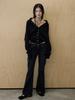 Whole Paper Off-Shoulder Ruffle Neck Cardigan (Black)