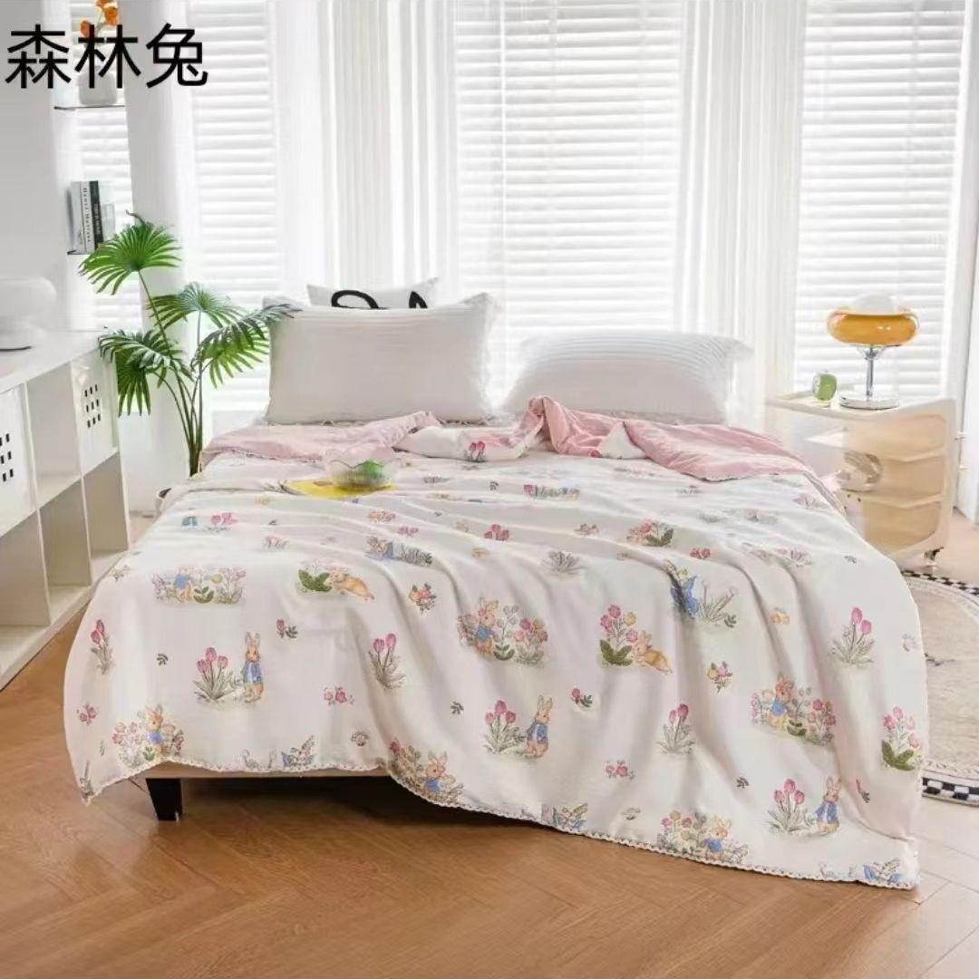 

1 шт., приятное для кожи летнее охлаждающее тонкое одеяло, стеганое одеяло с принтом «Четыре сезона», мягкое и комфортное летнее тонкое одеяло, односпальное, двухместное, для дома в отеле 100*150CM