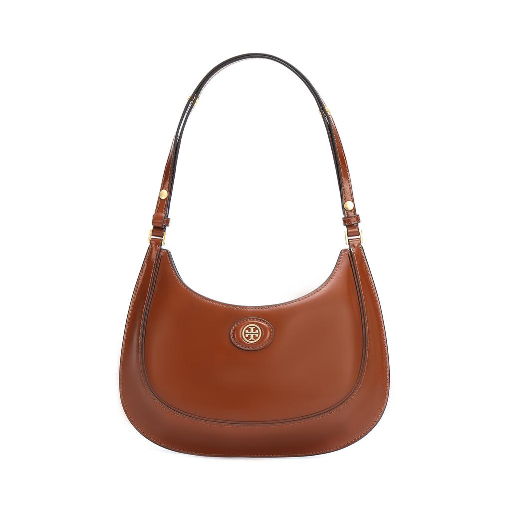 Tory Burch Robinson Magnetic Closure Leather Underarm Bag Crescent Tote Shoulder Bag Women Bags Brown 154729-223