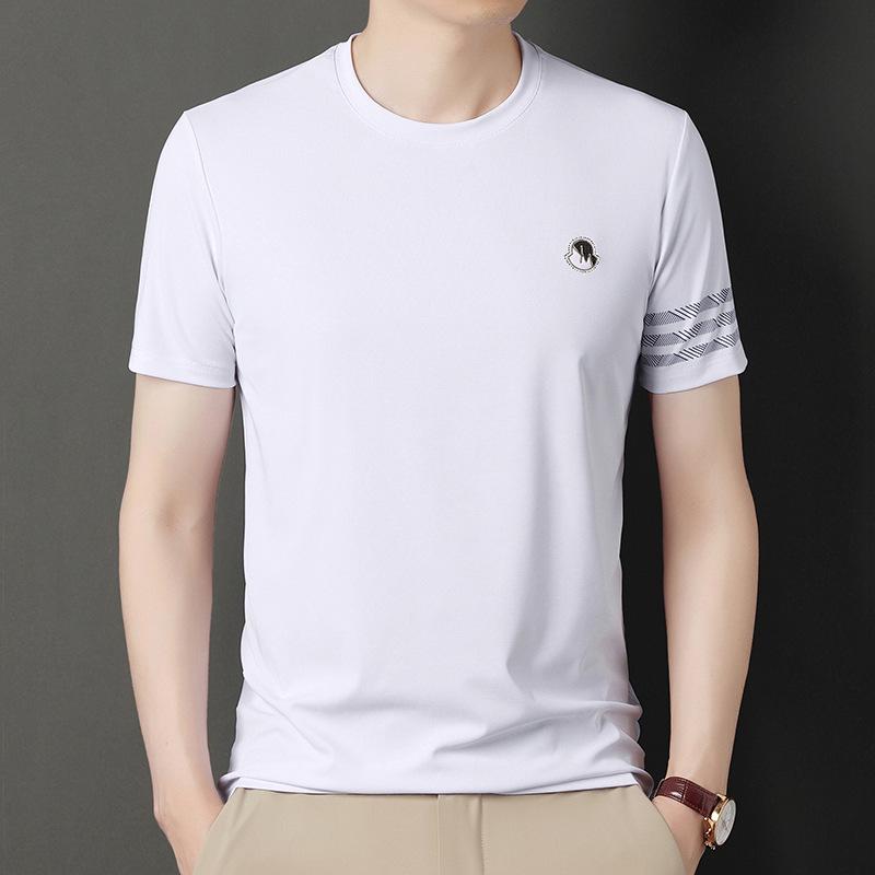 Tričko s krátkým rukávem Pánské letní tričko s kulatým výstřihem Ležérní Top Tenké elastické Minimalistické tričko s polovičním rukávem Muži