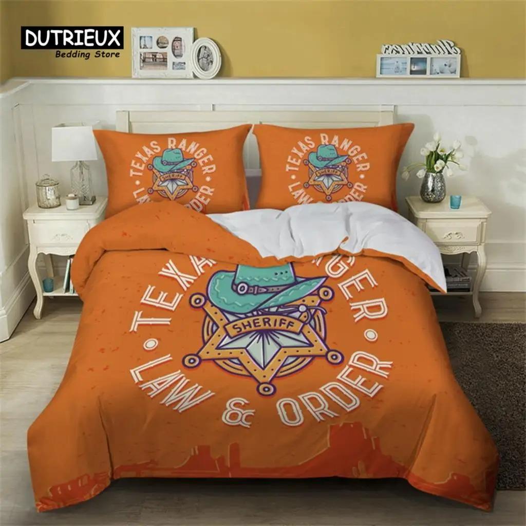 Vintage Duvet Cover Set Microfiber Rodeo Cowboy Riding Bull Wooden Old Sign Western Style Wilderness At Sunset Image Bedding Set