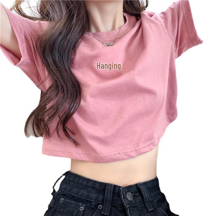 Tricou scurt cu broderie ursuleț pentru femei, vara 2024, croială slim fit