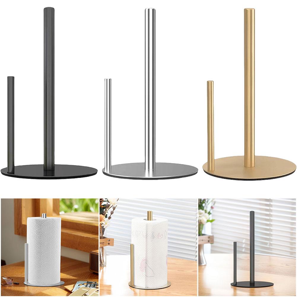 Paper Towel Holder Desktop Paper Towel Dispenser Weighted Base Vertical Cloth Fabric Holder Stainless Steel for Kitchen Bathroom