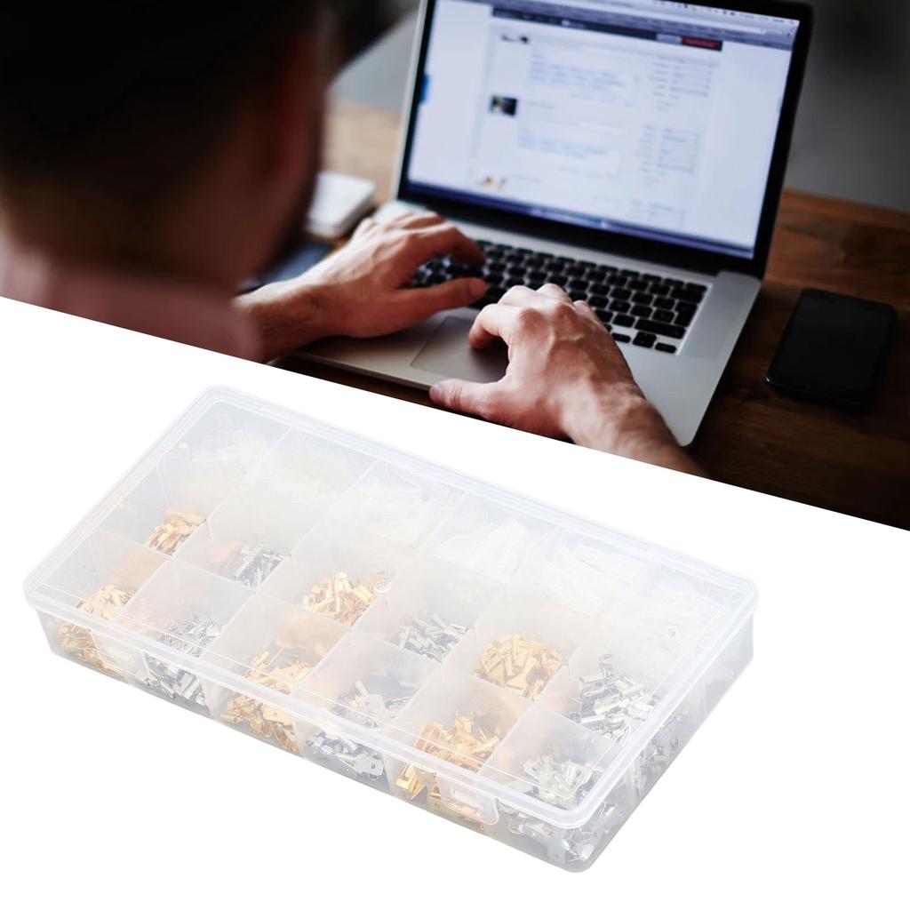 540Pcs Male Female Wire Spade Connector Crimp Terminal Block with Sleeve 2.8 4.8 6.3mm