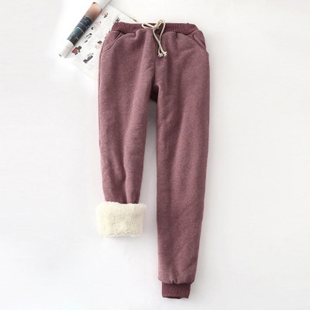 Ladies Color Big Yard Filling Loose Thickening Show Thin Warm Pants Trousers