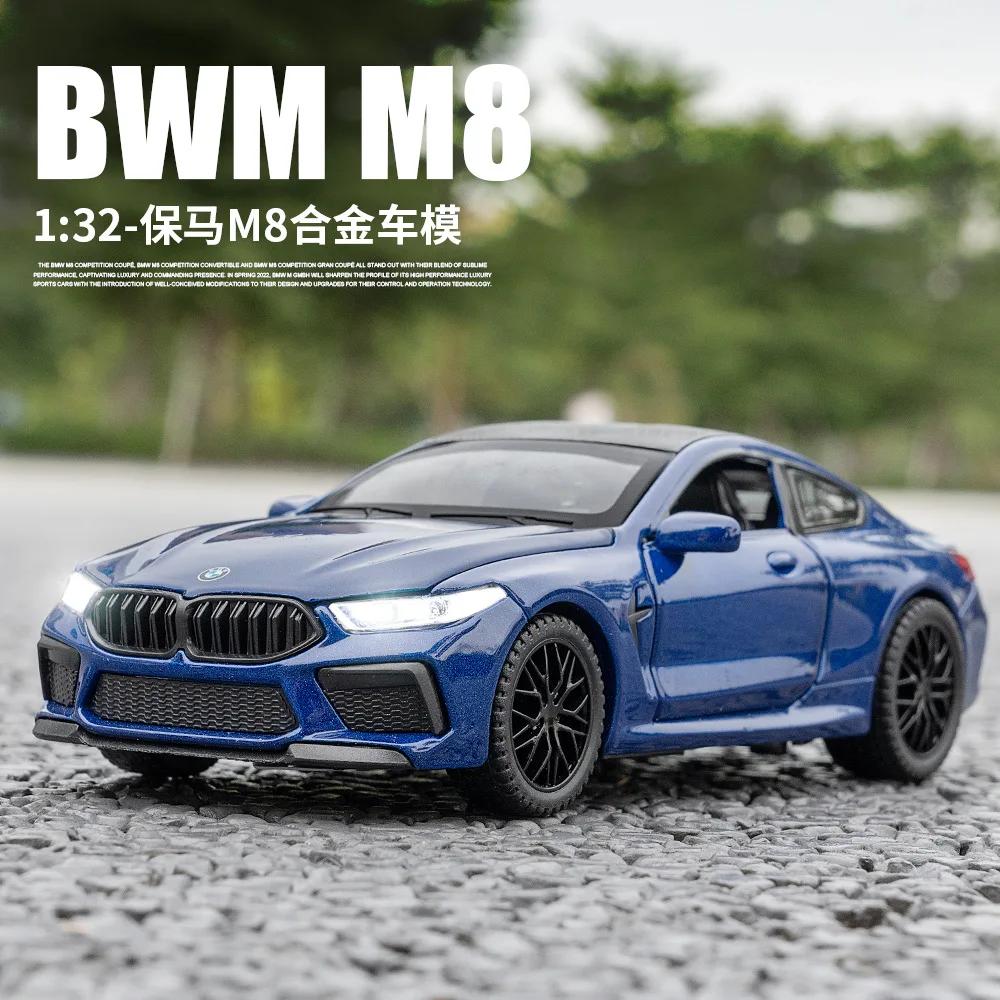 1:32 BMW M8 Supercar Alloy Diecasts & Toy Vehicles Metal Toy Car Model Sound and light Collection Kids Toy H23