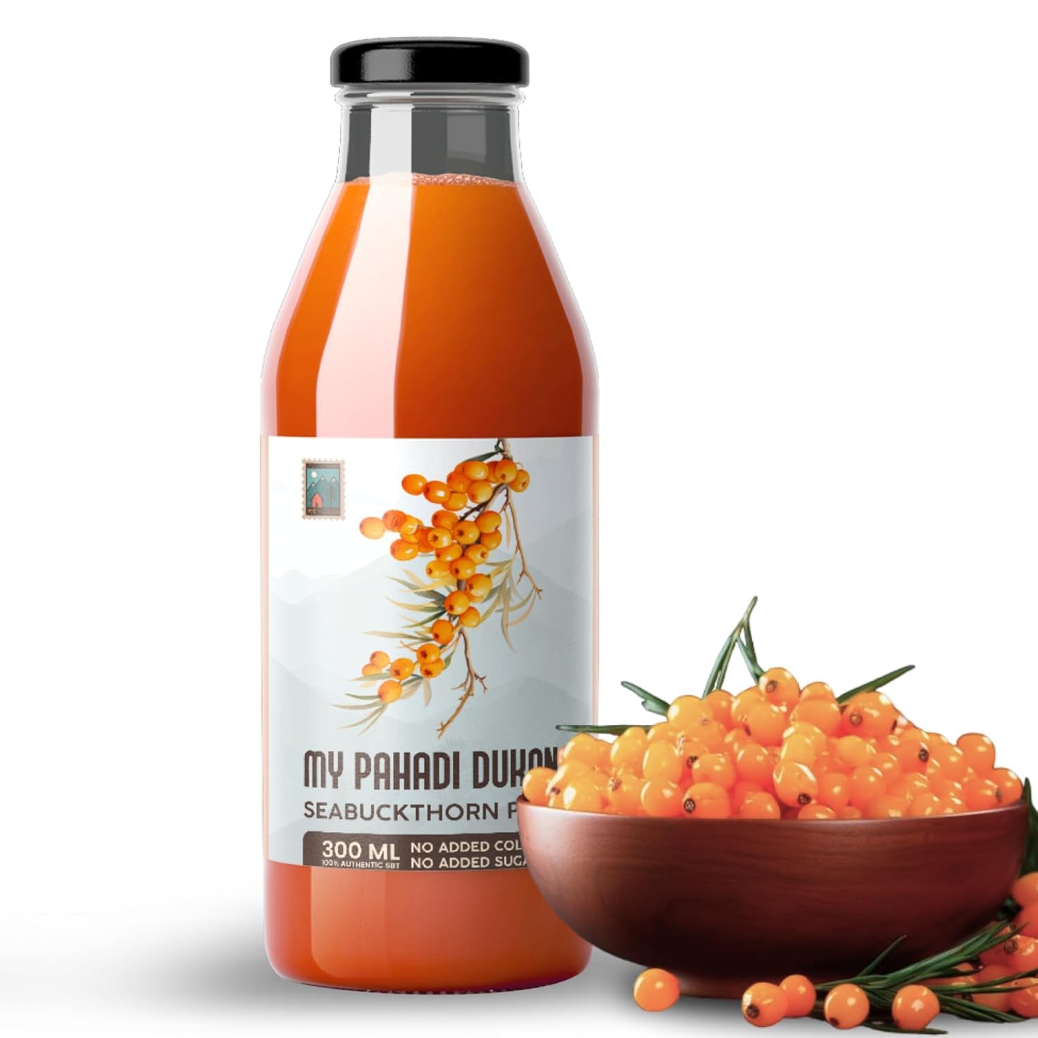 

My Pahadi Dukan Vitamin C Himalayan Sea Buckthorn Berry Pulp Juice 300ml, More Vitamin C than Oranges & Amla, Rich in Omega & Antioxidants, Immun