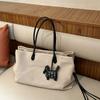 2026 Bolsa Tote de Lona e Couro Feminina Grande Capacidade Ombro Com Compartimento para Laptop Estilo Minimalista Urbano