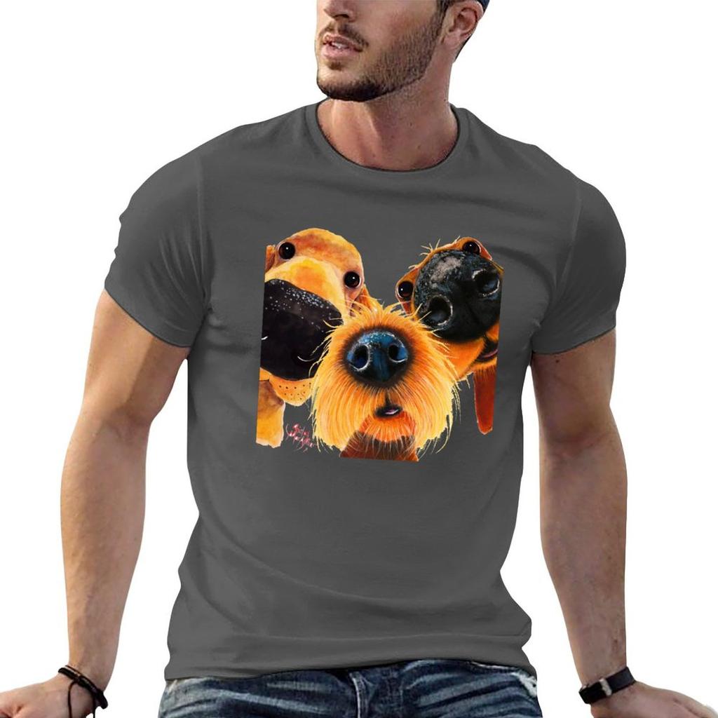 Nosey Dog Print The Curious Nosey Dogs By Shirley Macarthur Tshirt T Shirt Unisex Casual Funny T Shirts Cotton Tshirt