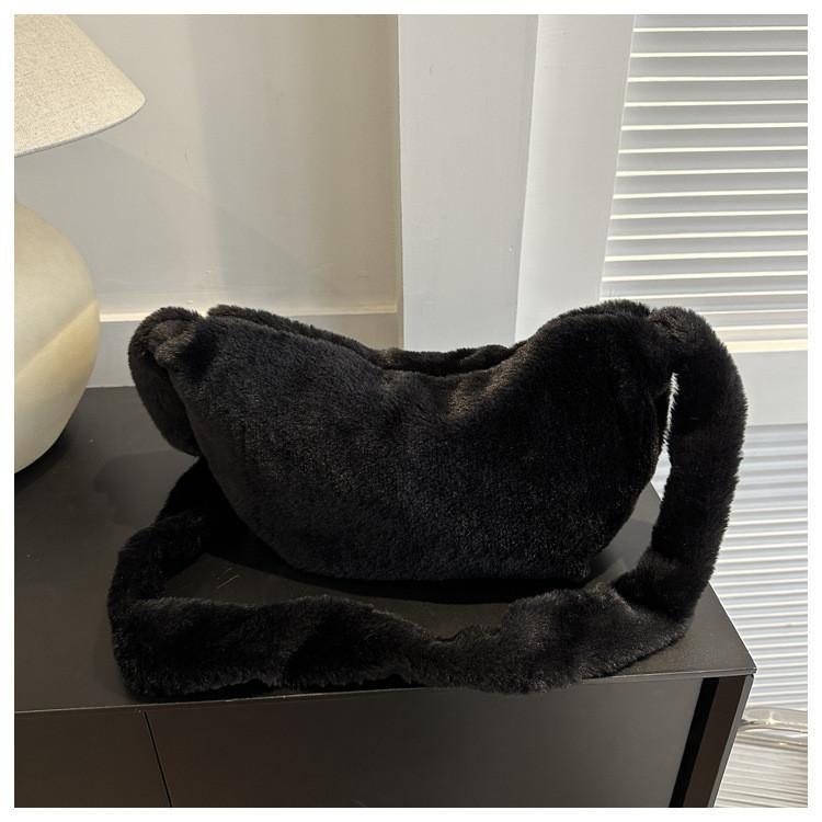 Adorable Plush Tote Bag For Women Soft And Chic In Black White Khaki Pink