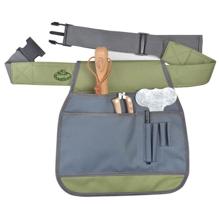 Ceinture De Jardinage Porte Outil - ESSCHERT DESIGN - Gris - Toile Imperméable - Grandes Poches - 4 Étuis