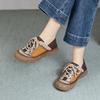 Johnature Genuine Leather Mixed Colors Casual Shoes Versatile Soft Soled Lace-up Flat Women's Shoes