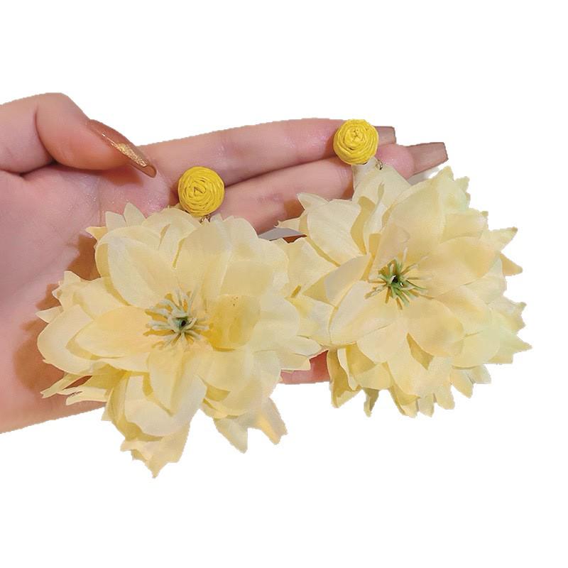 Böhmische Ethnische Gelbe Große Blume Ohrstecker - Übertriebenes Design für Vielseitigen Urlaubsstil