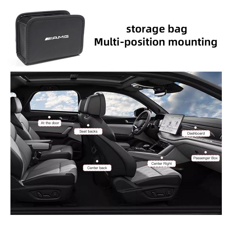 Car Seat Back Organizer Door Side Suspension Storage Bag Stickers For Mercedes Benz AMG A B C E G CLA GLA W211 W214 W205 W203