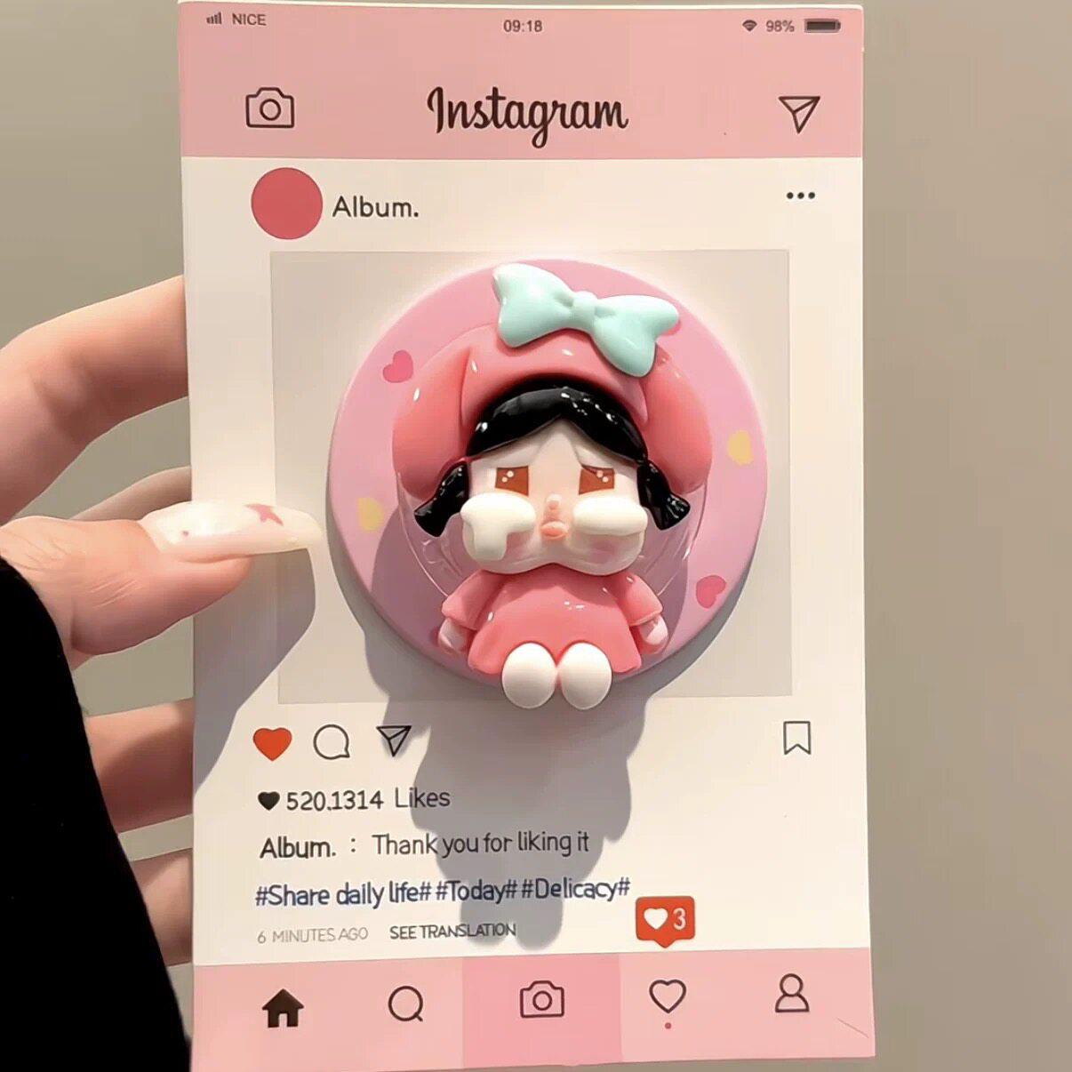 Cute Cartoon Crying Doll Magnetic MagSafe Phone Holder - Retractable, Foldable, Strong Adsorption for Convenience