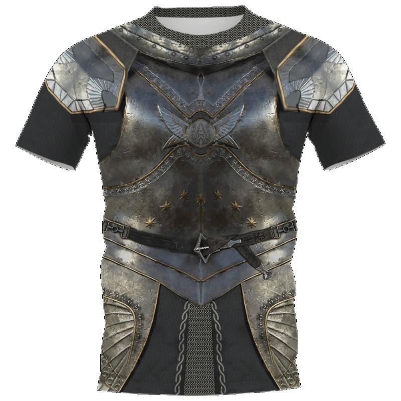 T-shirts Medieval Knight Viking Tattoo Armor 3D Print Summer T Shirt Fashion Kids Casual Boys Girls Round Neck Tees Clothing