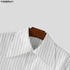 INCERUN Oversized Men Casual Long Sleeve Lapel Striped Print Shirts