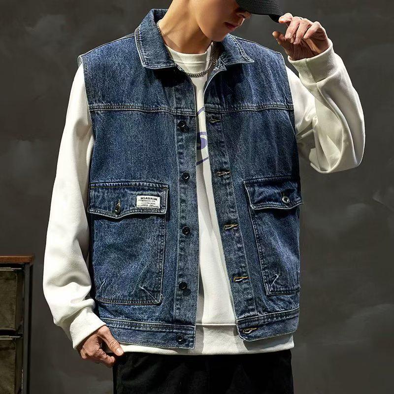 Men's Stylish Denim Vest: New Spring/Autumn Sleeveless Jacket, Versatile Loose-Fit Waistcoat