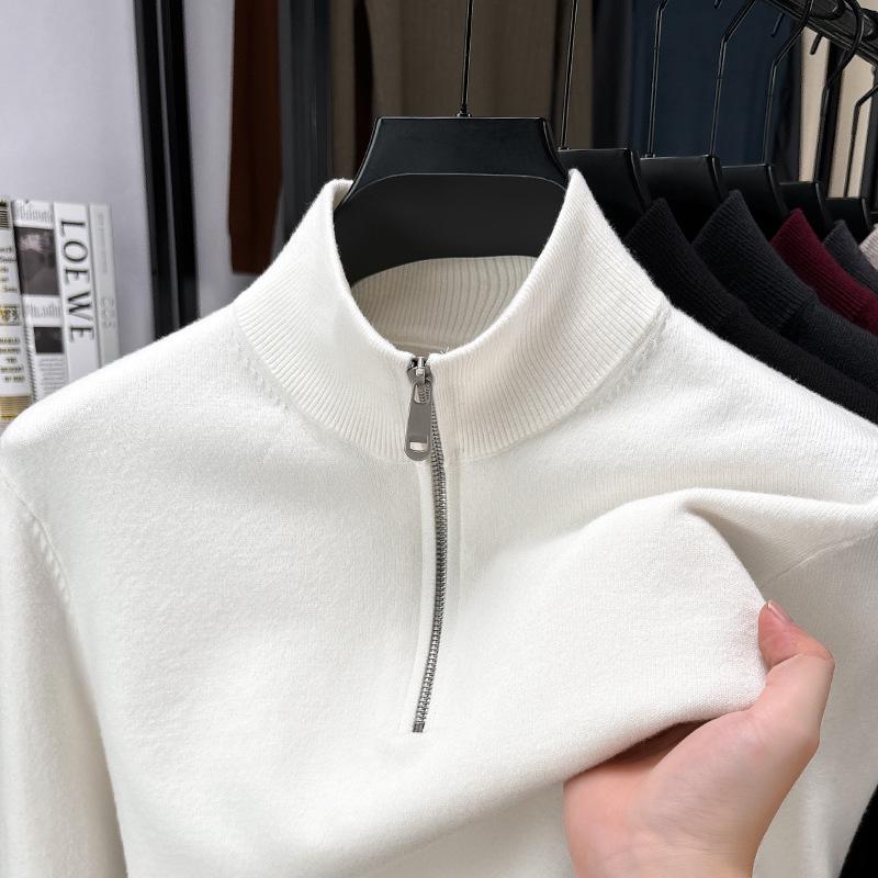 Men s Half-Zip Warm Knit Sweater, Dad Style, Long Sleeve, Autumn/Winter XXXL
